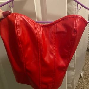 Faux leather corset type crop top